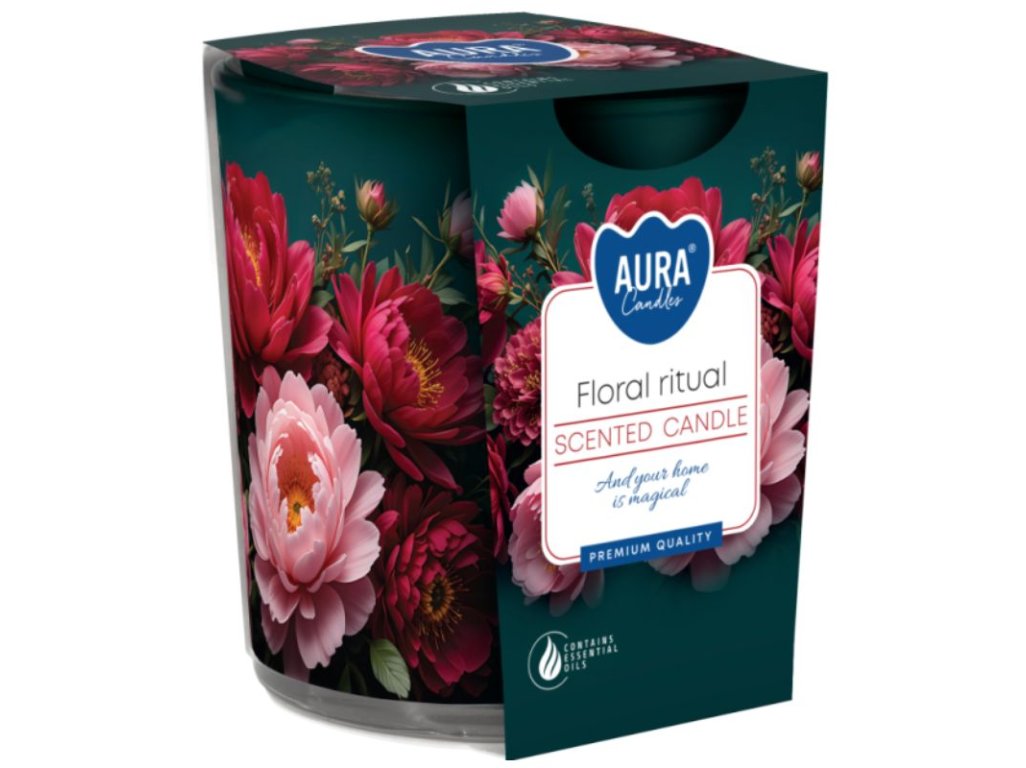 Sviečka v dekoračnom skle KVETINOVÝ RITUÁL 100gr