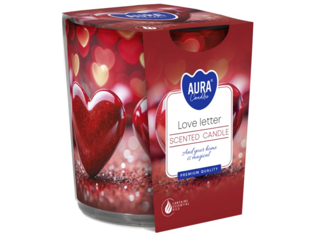 Sviečka v dekoračnom skle ĽÚBOSTNÝ LIST 100gr