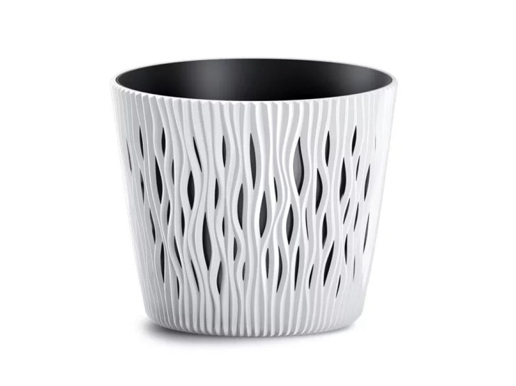Kvetináč SANDY ROUND s vkladom 15,8cm biely