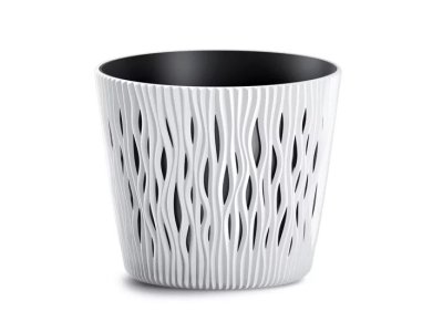 Kvetináč SANDY ROUND s vkladom 15,8cm biely