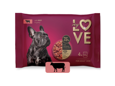 My Love SET kapsičky pre psov s hovädzím mäsom v omáčke 4 x 100 g