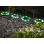 Lampa Strend Pro 6155, Trávnaté platne 4 ks, 24 cm, solárne kruhy z umelej trávy, 4x 8 LED, AA